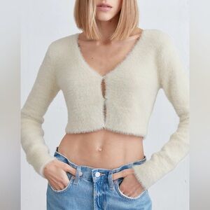OAK+FORT cropped fuzzy cardigan Size XS